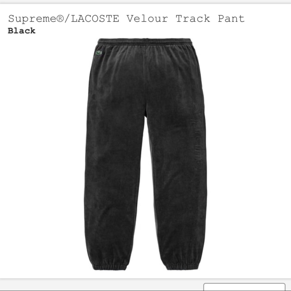 Supreme x Lacoste Velour Track Pant